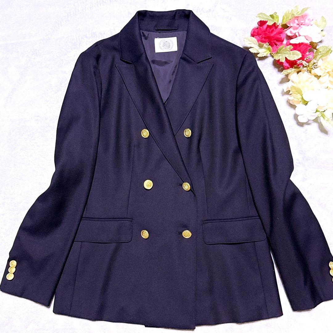 現行【未使用】J.PRESS 紺ブレ ダブル 6つ 金ボタン シルク混 濃紺 M