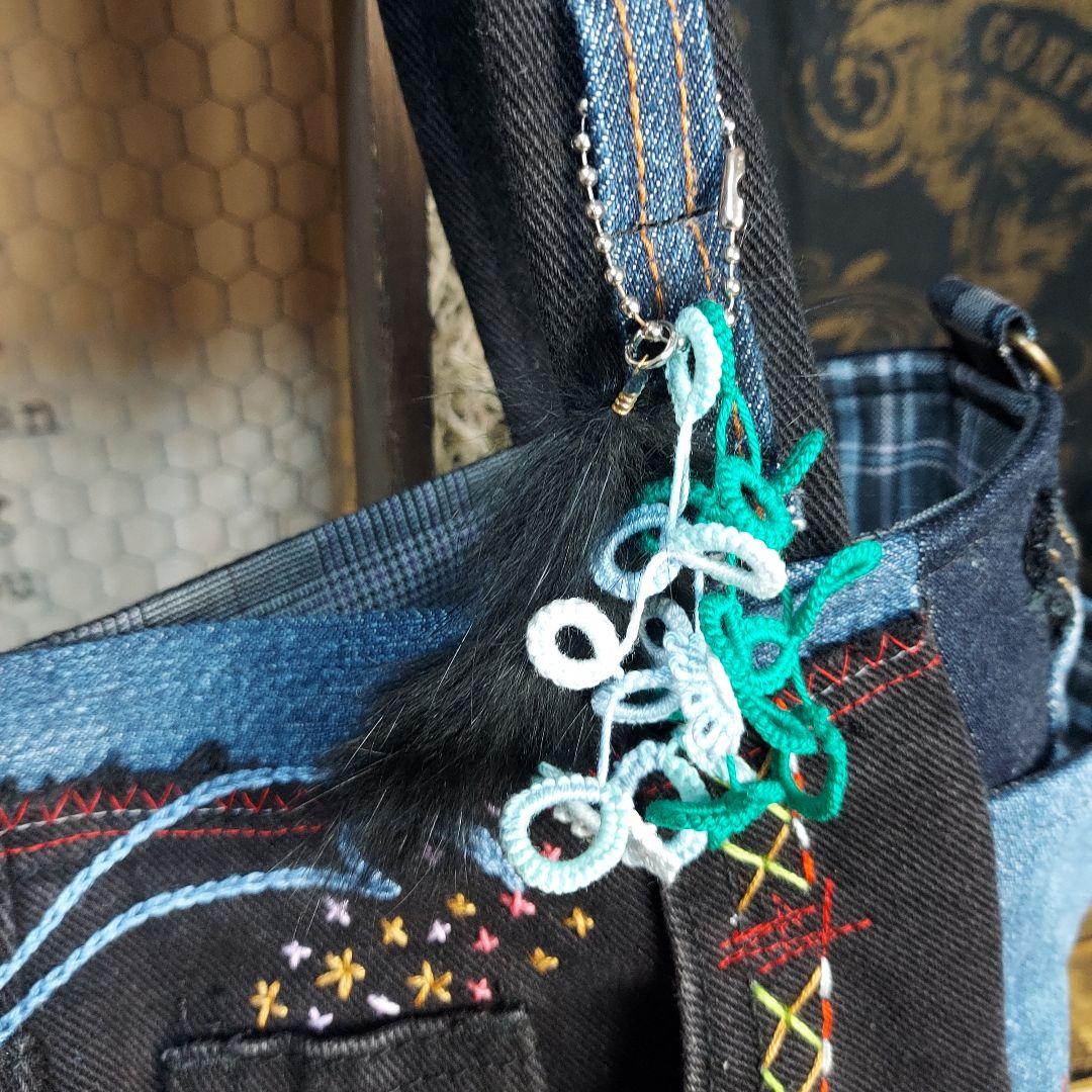 【ふはち】刺繍デニムバック　No.655　ショルダーベルト