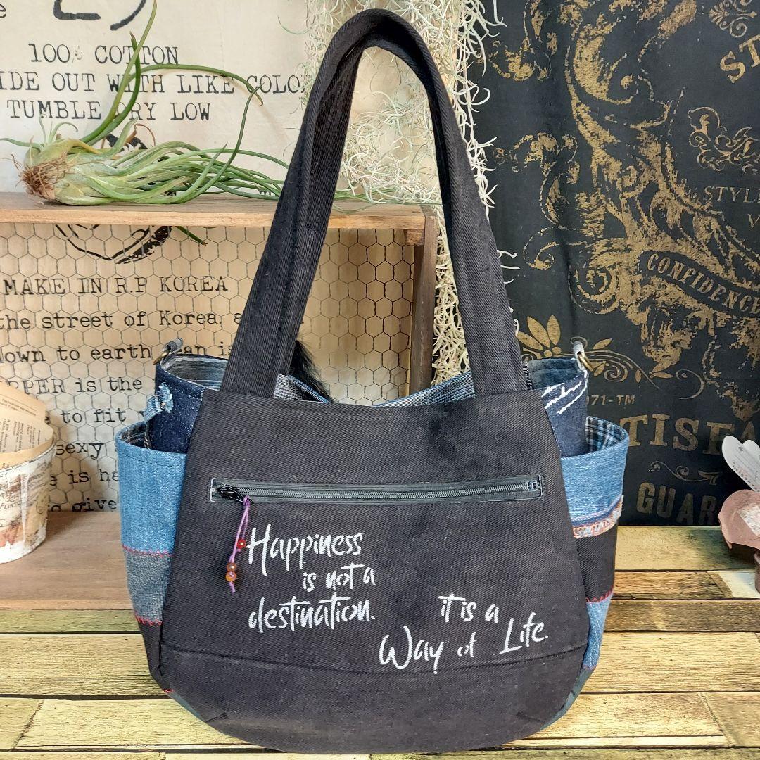 【ふはち】刺繍デニムバック　No.655　ショルダーベルト