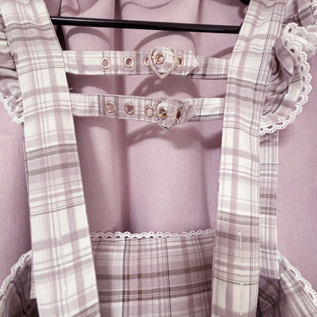 Lizlisa リズリサ　はしごリボンチェックティアードスカパン　ピンク