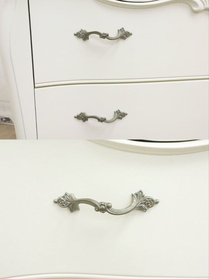 IDC大塚・東海家具【リモージュ】3段チェスト・ロココ・白家具・収納