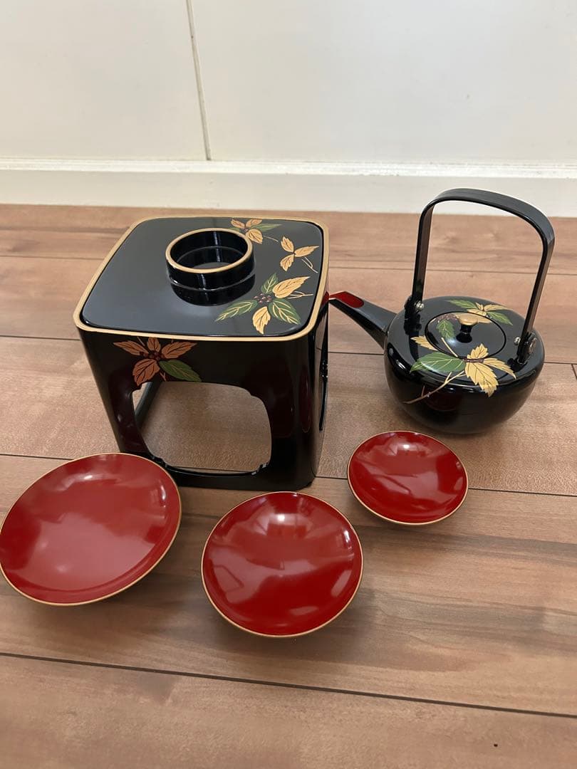 (高級) お屠蘇器 漆器 伝統工芸 お祝い 胴張四ッ揃い 6点セット