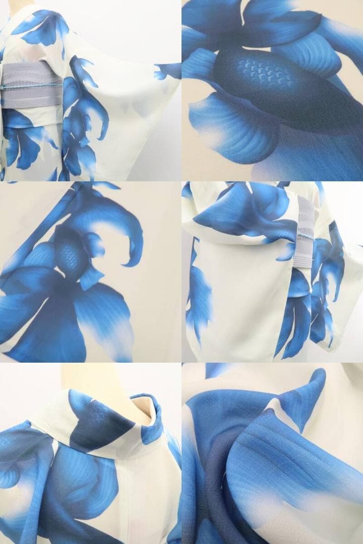 新品 撫松庵 おぼろ金魚 セオアルファ 洗える夏着物 仕付け糸付 浴衣 6215