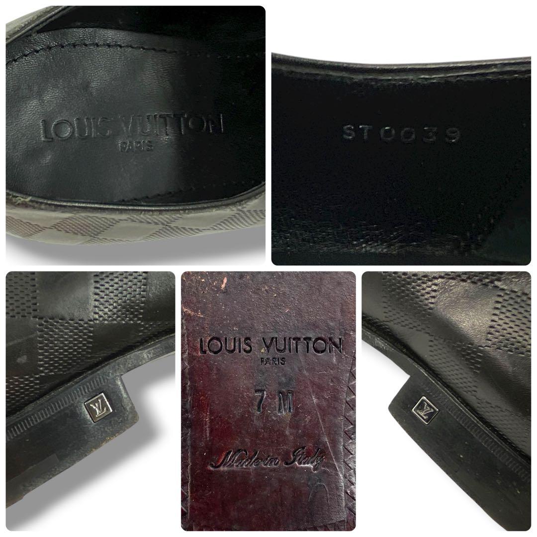 ルイ ヴィトン ダブルモンクストラップ シューズ ダミエアンフィニ レザー 7M