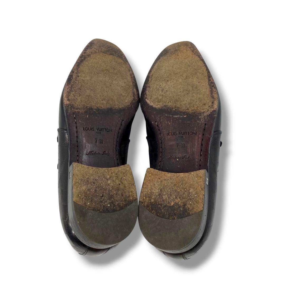 ルイ ヴィトン ダブルモンクストラップ シューズ ダミエアンフィニ レザー 7M