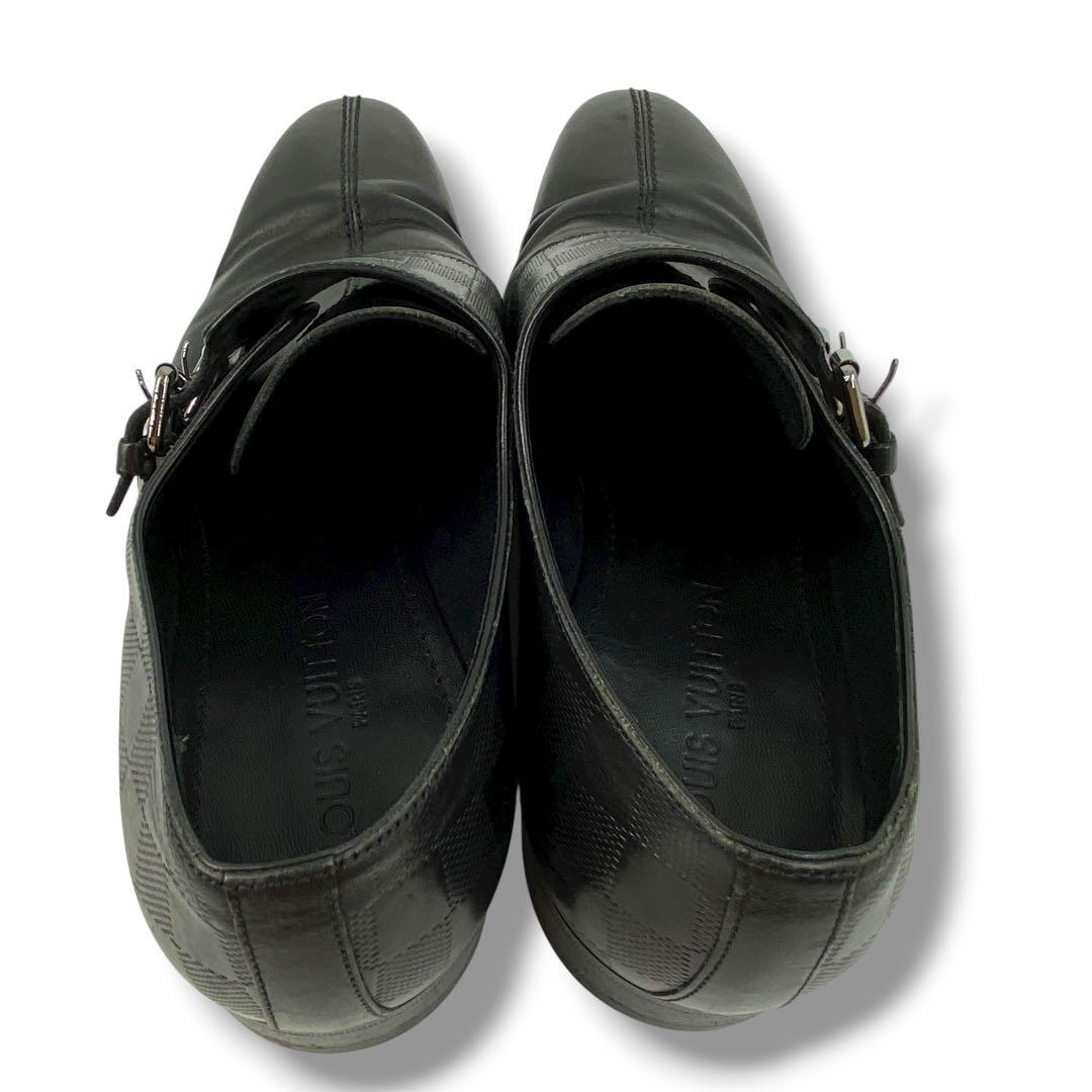 ルイ ヴィトン ダブルモンクストラップ シューズ ダミエアンフィニ レザー 7M