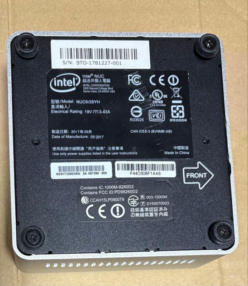 ミニPC Intel NUC 6i3SYH