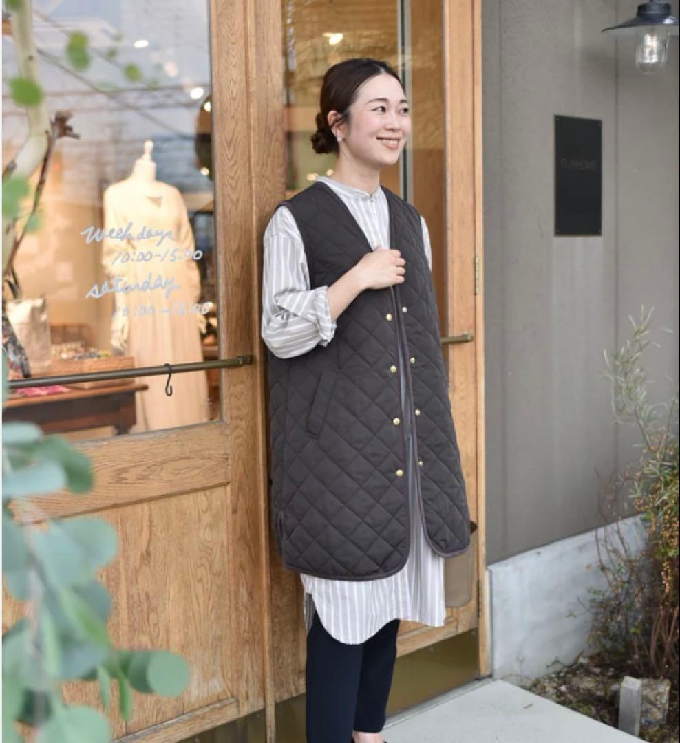 【新品未使用】our アワホーム／ロング丈のキルティングベスト
