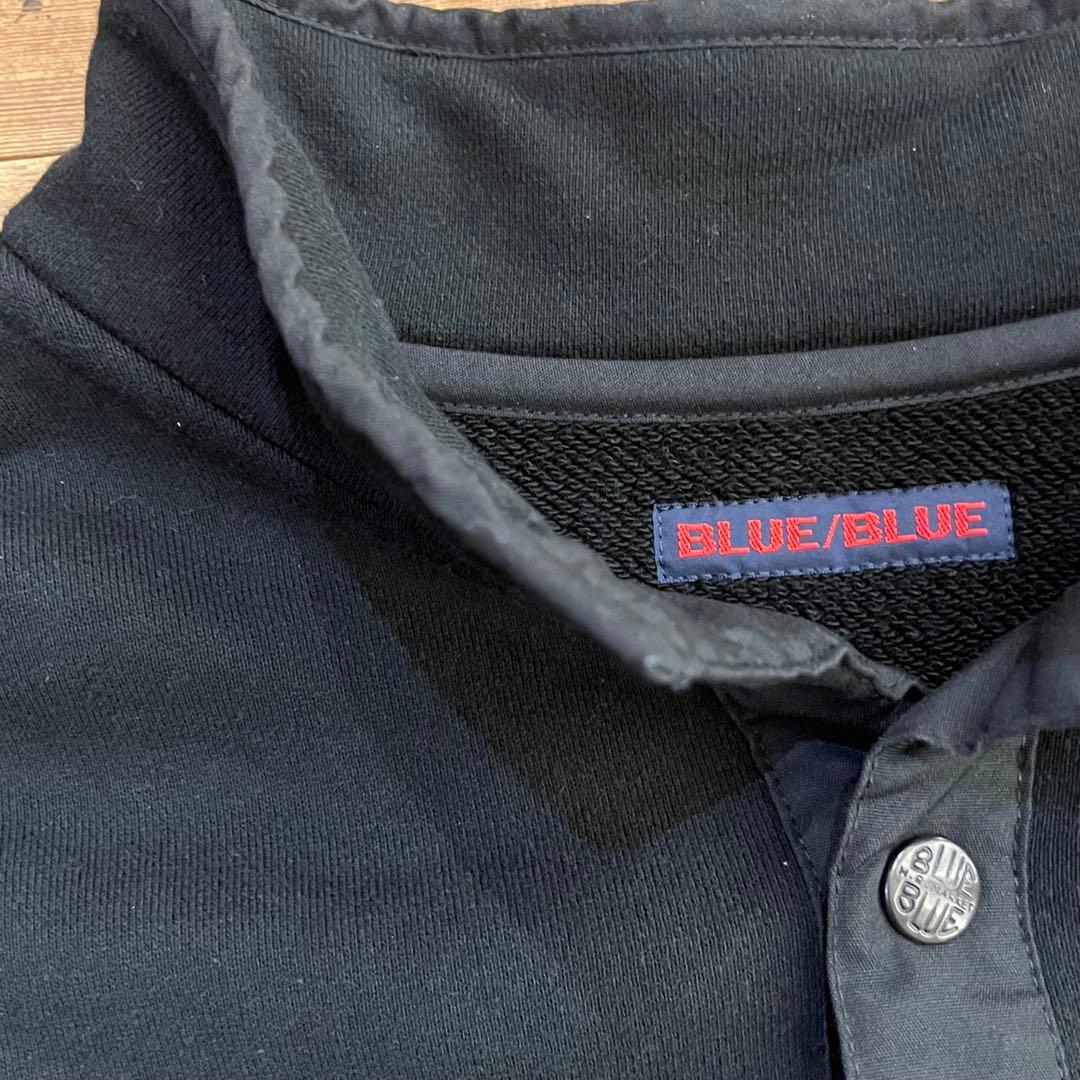 ★極美品 ブルーブルー ハーフボタンスウェット トレーナー Lサイズ 黒
