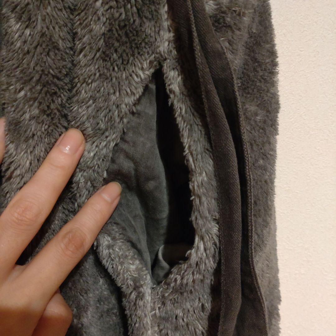 YEAH RIGHT!! ロング丈 ジレ コート 異素材 グレー ボア