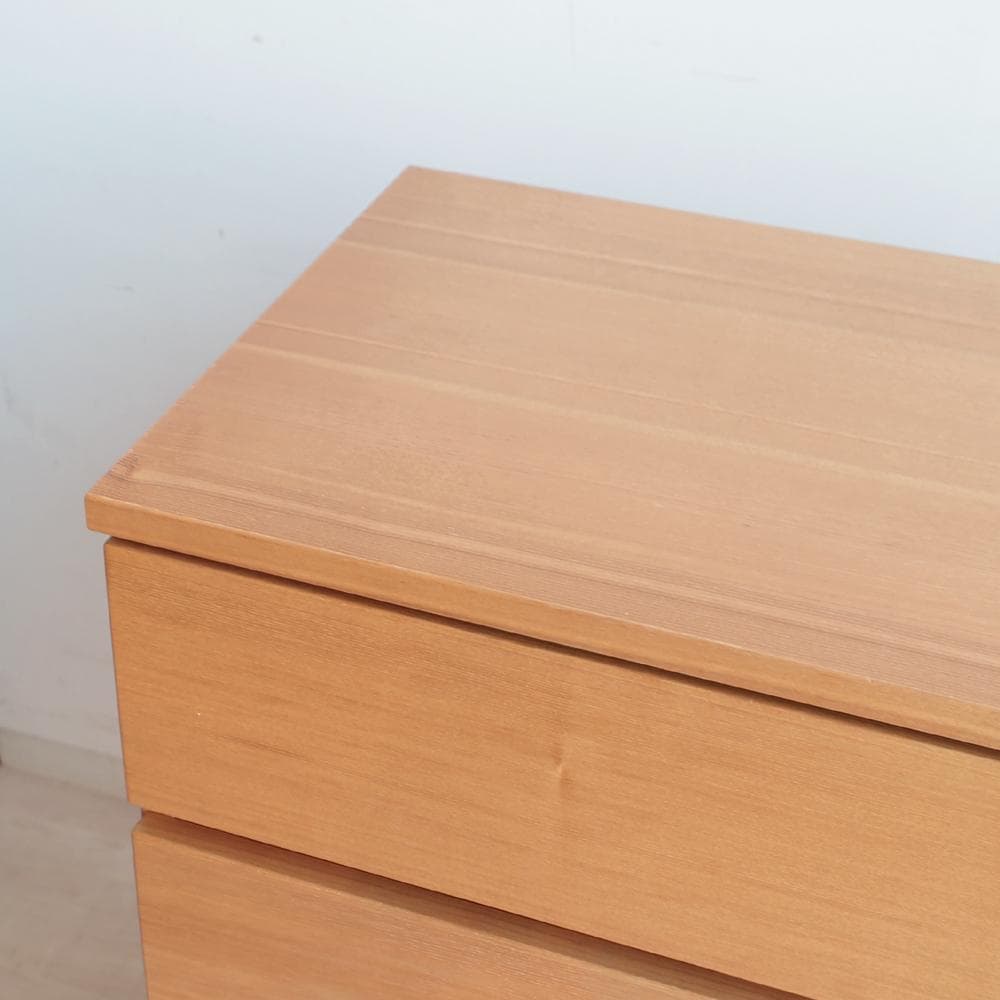 廃盤品 無印良品/MUJI タモ材 4段チェスト ナチュラル