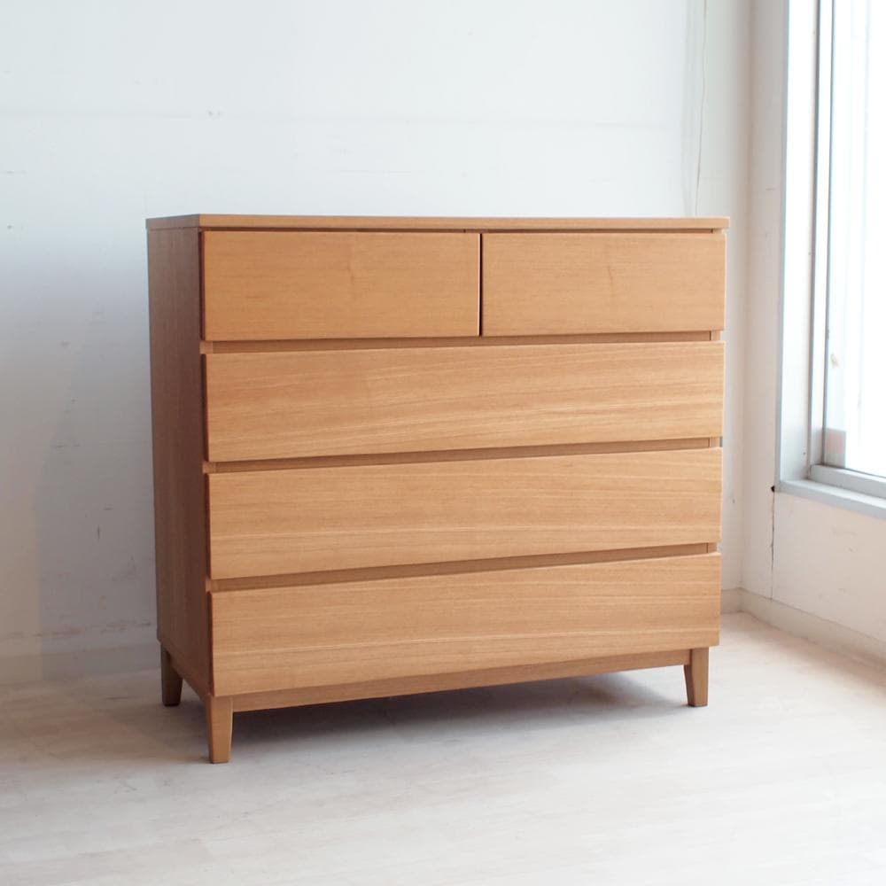 廃盤品 無印良品/MUJI タモ材 4段チェスト ナチュラル