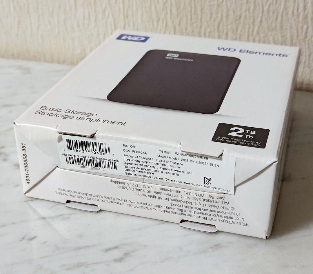 【新品】WD Elements 2TB 外付けHDDドライブ