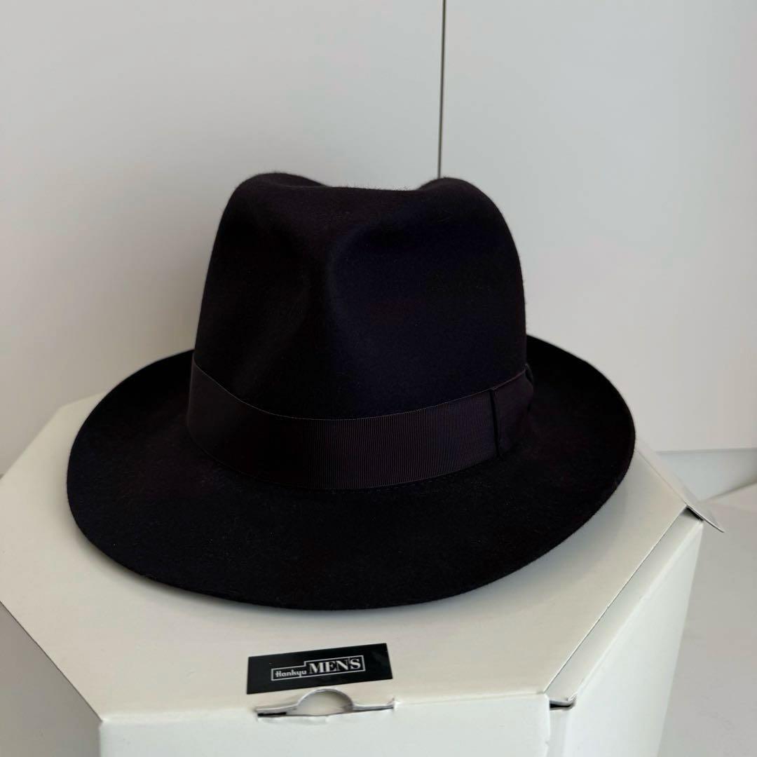 【美品】Borsalino hat ボルサリーノ 59 紫　兎 アレッサンドリア