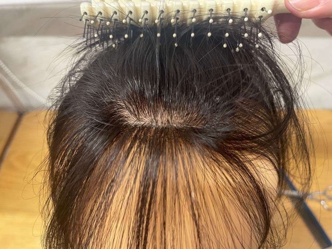 レミー人毛100%部分ウィッグ前髪カット調整カット済みウィッグ