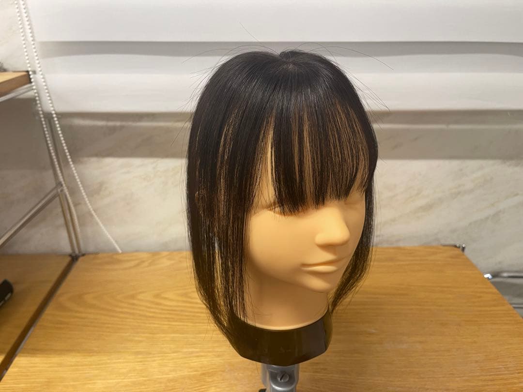 レミー人毛100%部分ウィッグ前髪カット調整カット済みウィッグ