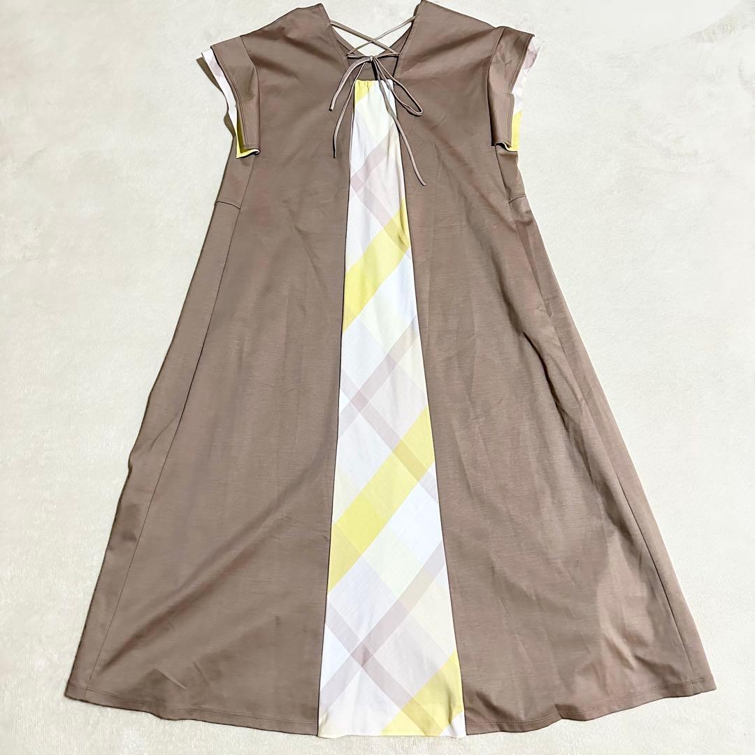 極美品 ブルーレーベルクレストブリッジ 半袖 ロングワンピース CB ベージュ