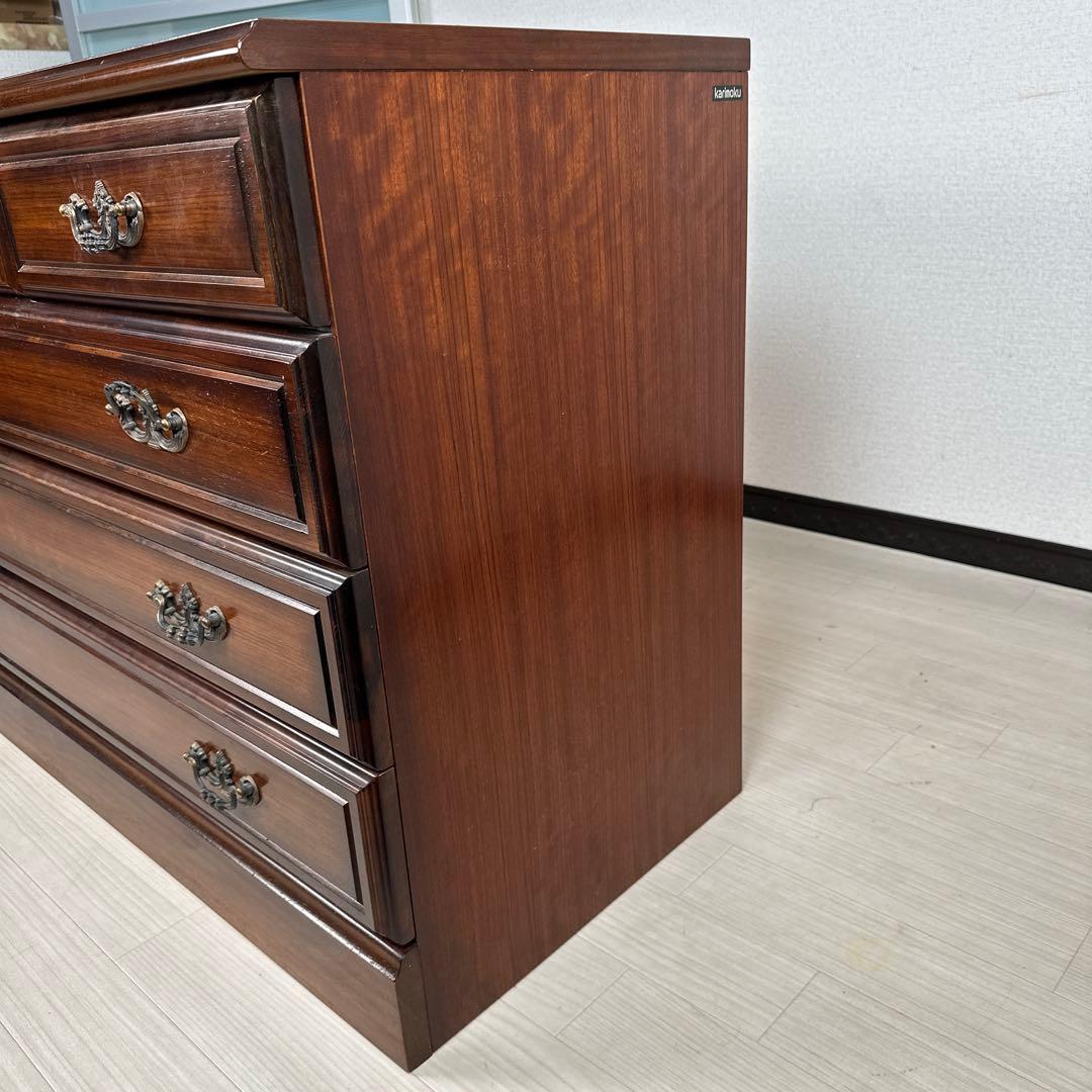 カリモク コロニアル チェスト 4段6杯 電話台 TEL台 FAX台 i1※