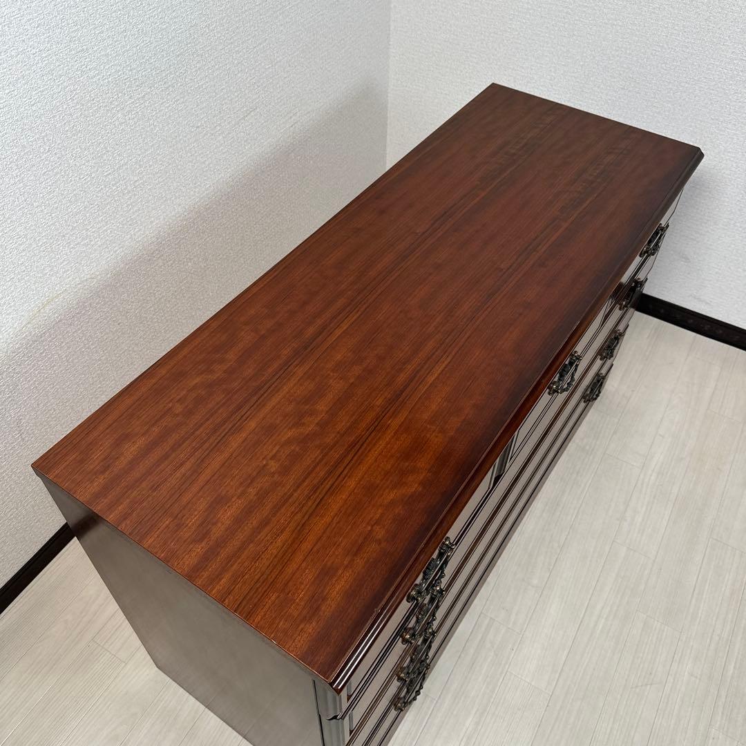 カリモク コロニアル チェスト 4段6杯 電話台 TEL台 FAX台 i1※