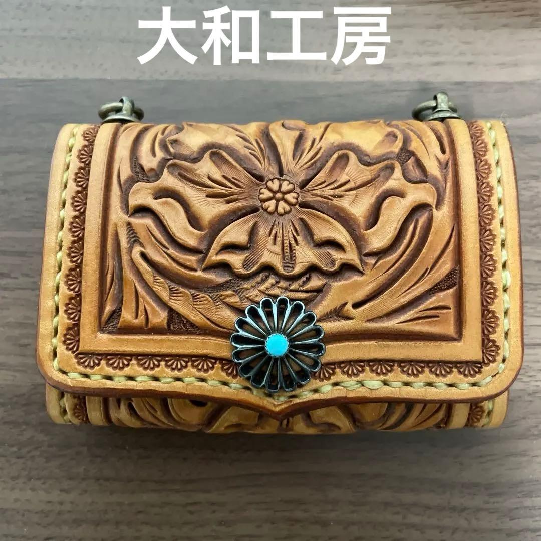 大和工房　カービング　ミニ財布　名刺入れ　未使用に近い