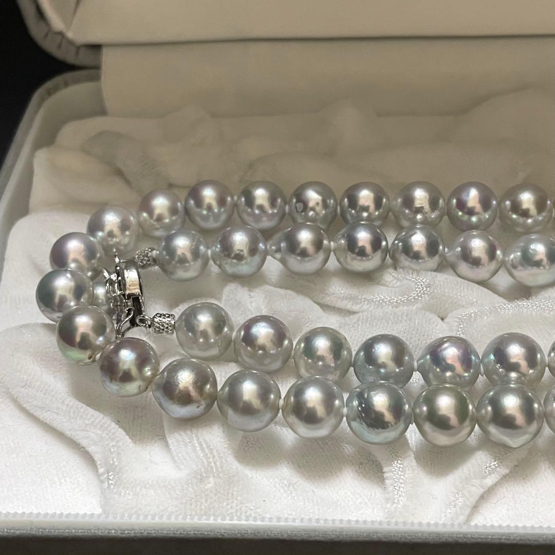 【テリ最強✨33万】あこや真珠 ロングネックレス 9.0-9.5 パール ブルー