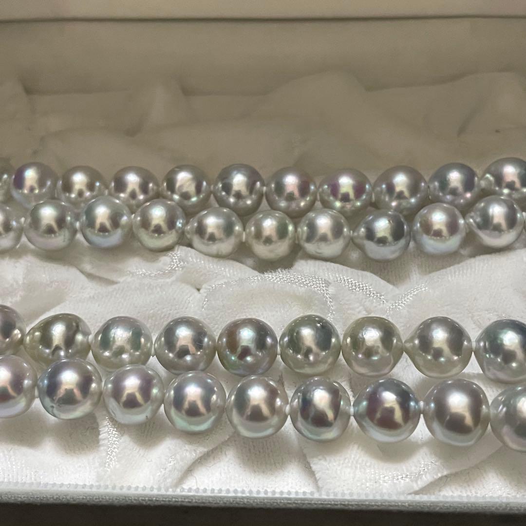【テリ最強✨33万】あこや真珠 ロングネックレス 9.0-9.5 パール ブルー