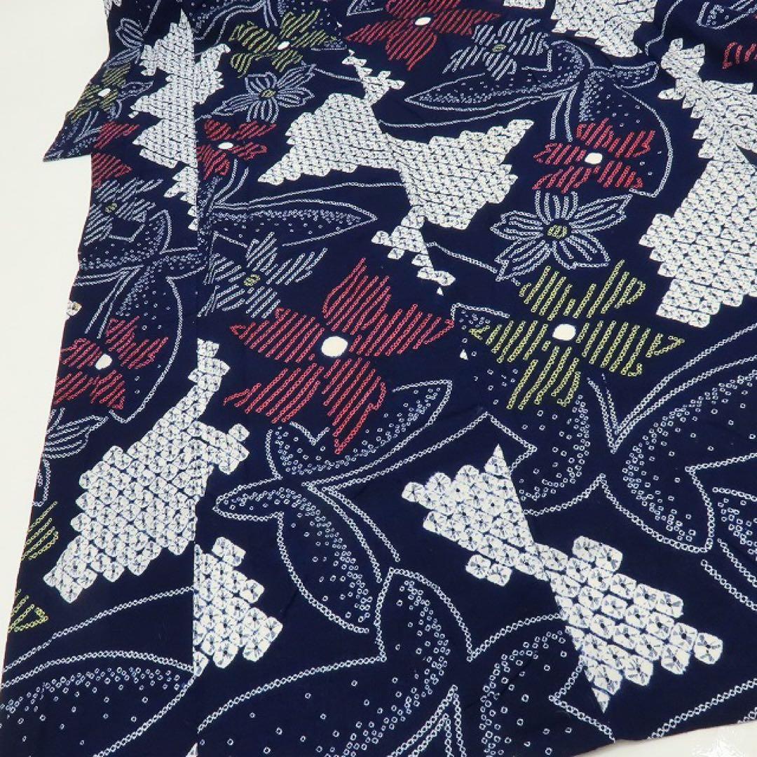 美品 有松鳴海絞り 蝶 高級浴衣 着物 綿 A3150