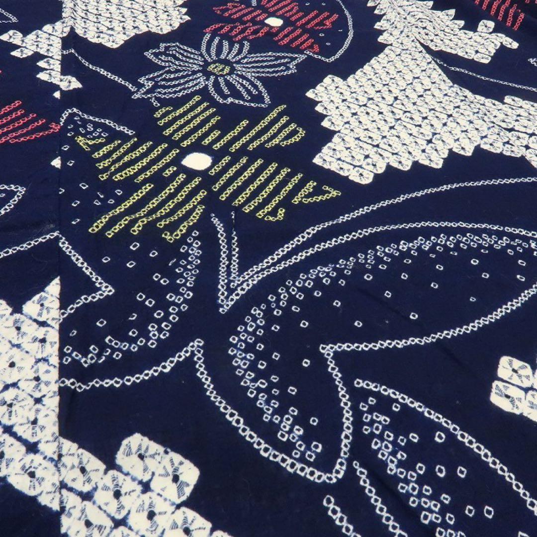 美品 有松鳴海絞り 蝶 高級浴衣 着物 綿 A3150