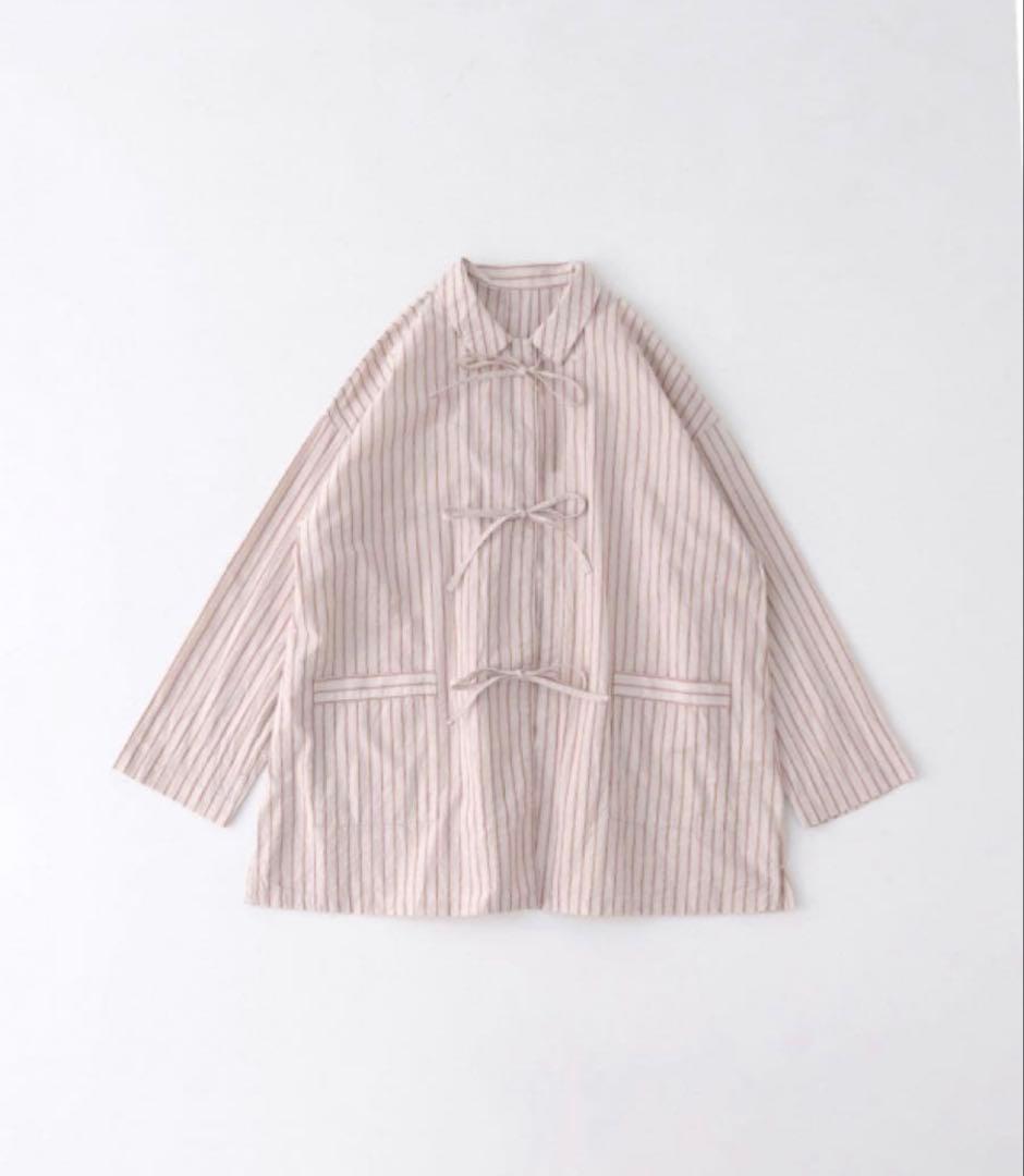 24AW ネストローブ コットンリネンストライプリボンドシャツ期間限定お値下げ