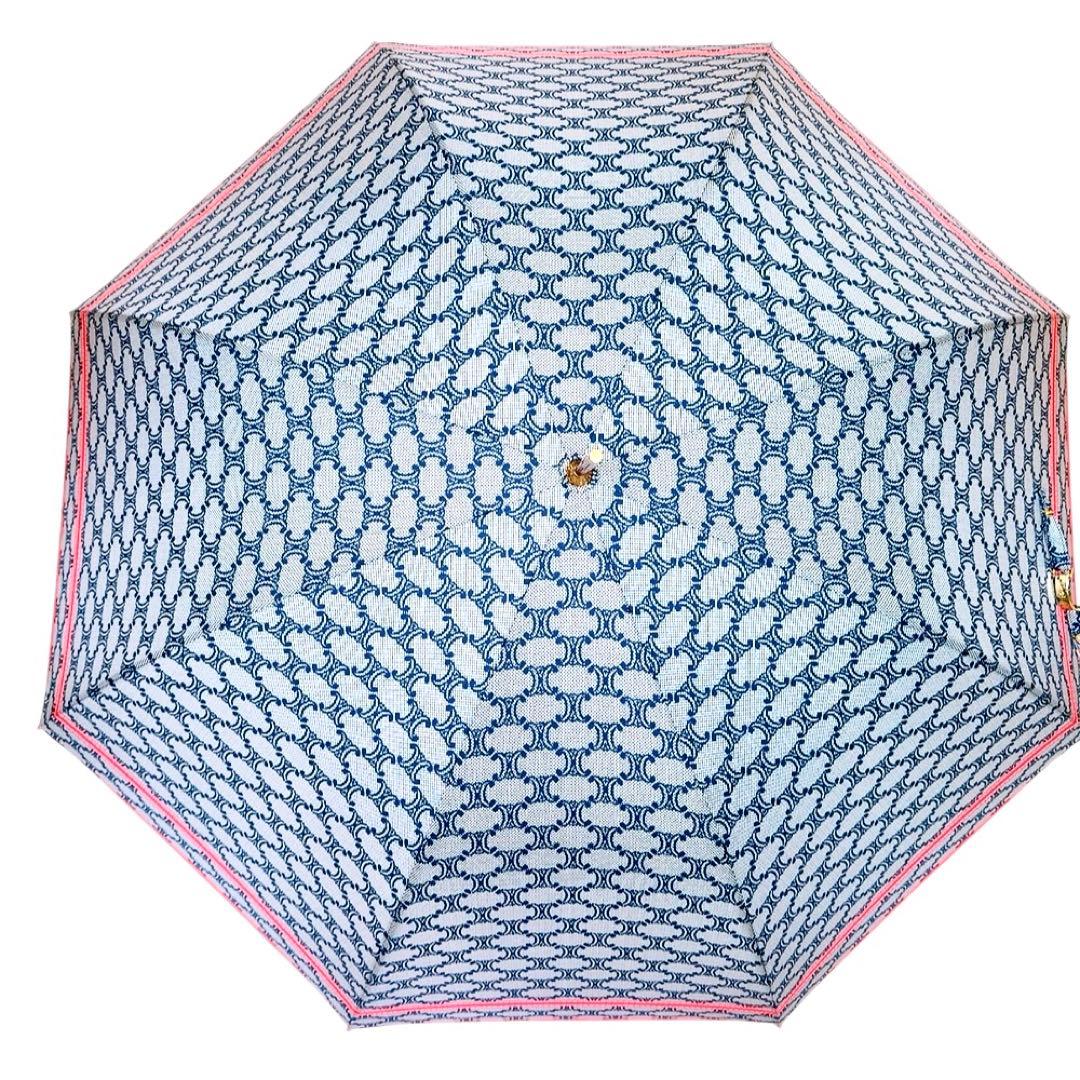 【紙タグ付き/未使用品】セリーヌ 長傘 傘 ブルー×ピンク系 マカダム柄 総柄