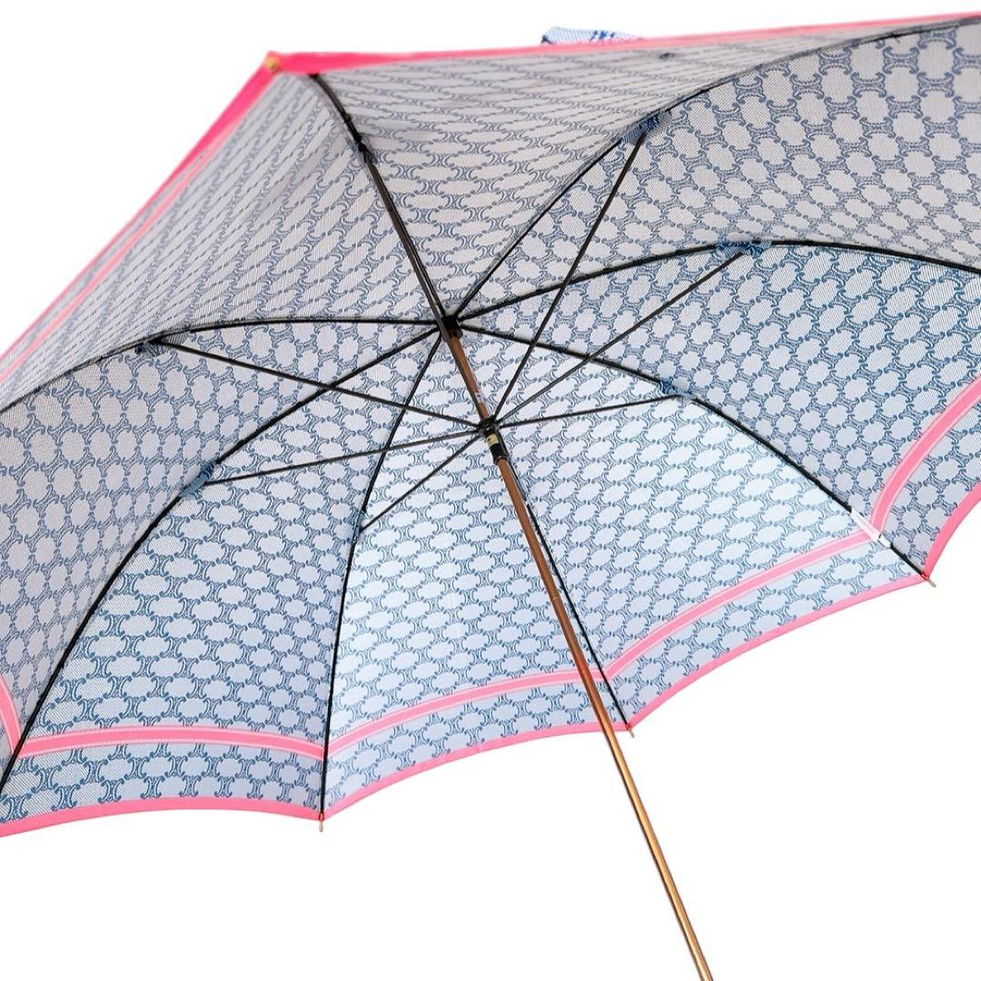 【紙タグ付き/未使用品】セリーヌ 長傘 傘 ブルー×ピンク系 マカダム柄 総柄