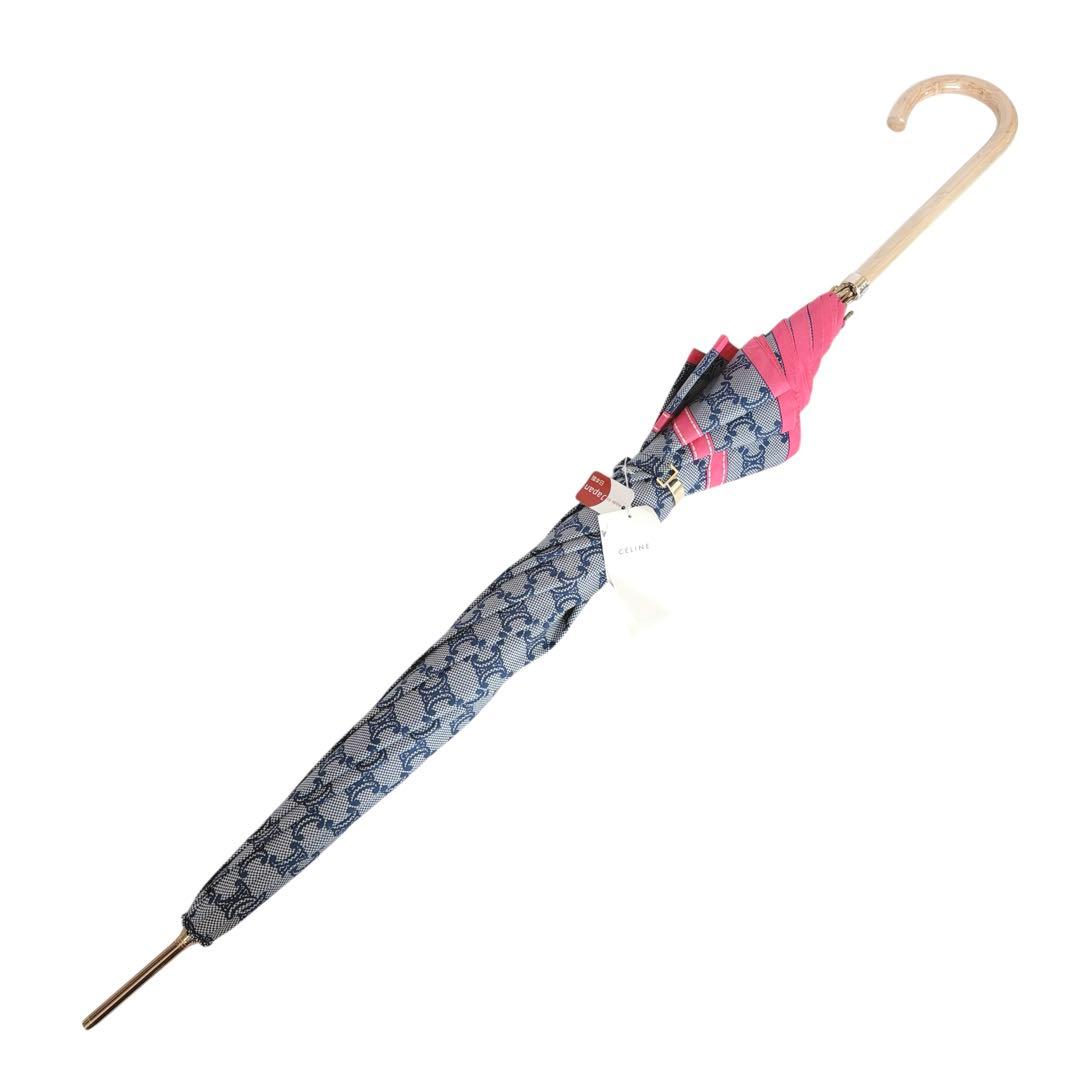 【紙タグ付き/未使用品】セリーヌ 長傘 傘 ブルー×ピンク系 マカダム柄 総柄