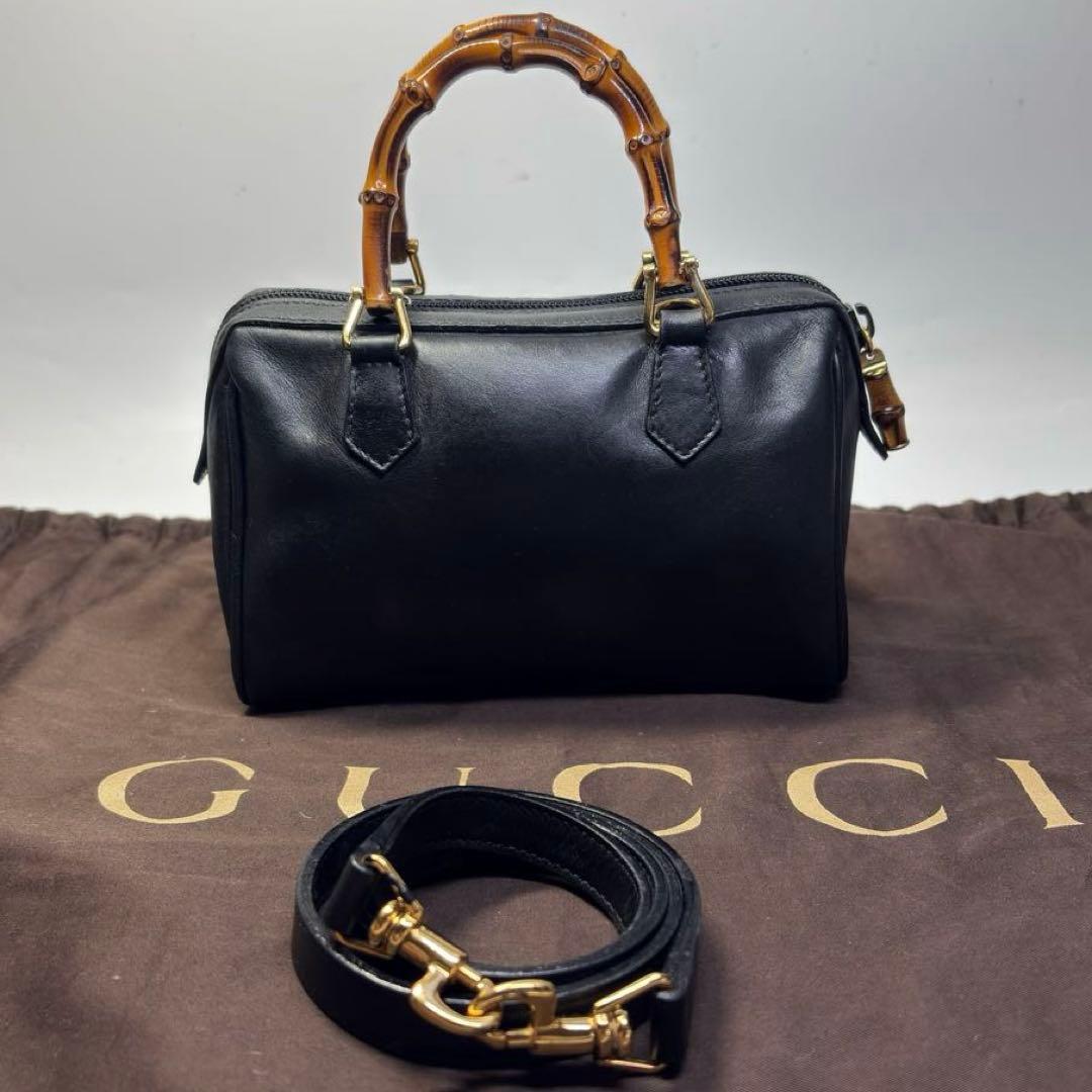 美品　グッチ バンブー 2WAY ミニ ボストンバッグ ヴィンテージ 黒　極小