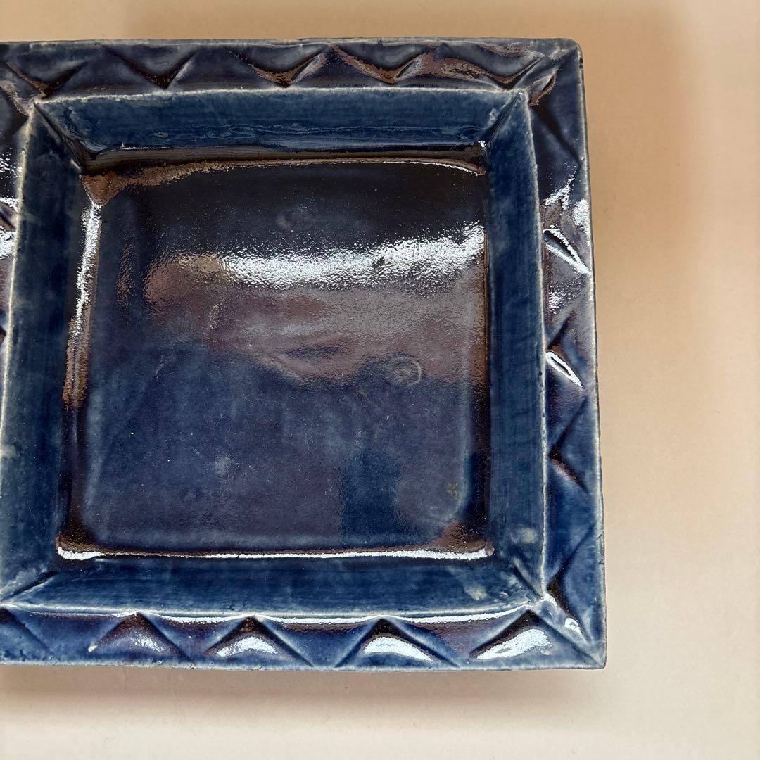 専用　多々納弘光　出西窯　呉須釉押紋角鉢　民藝　角皿