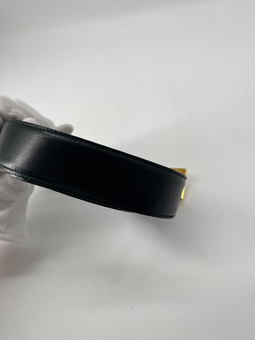 美品✨セリーヌ 馬車金具 ゴールド レザー ベルト 黒 ブラック