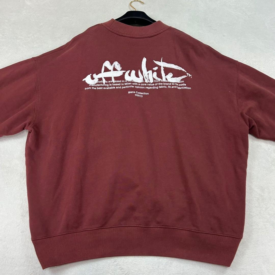 K759 美品 L オフホワイト ロゴプリント スウェット ブラウン メンズ