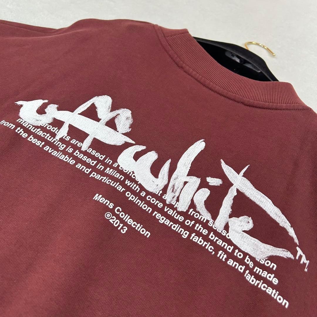 K759 美品 L オフホワイト ロゴプリント スウェット ブラウン メンズ