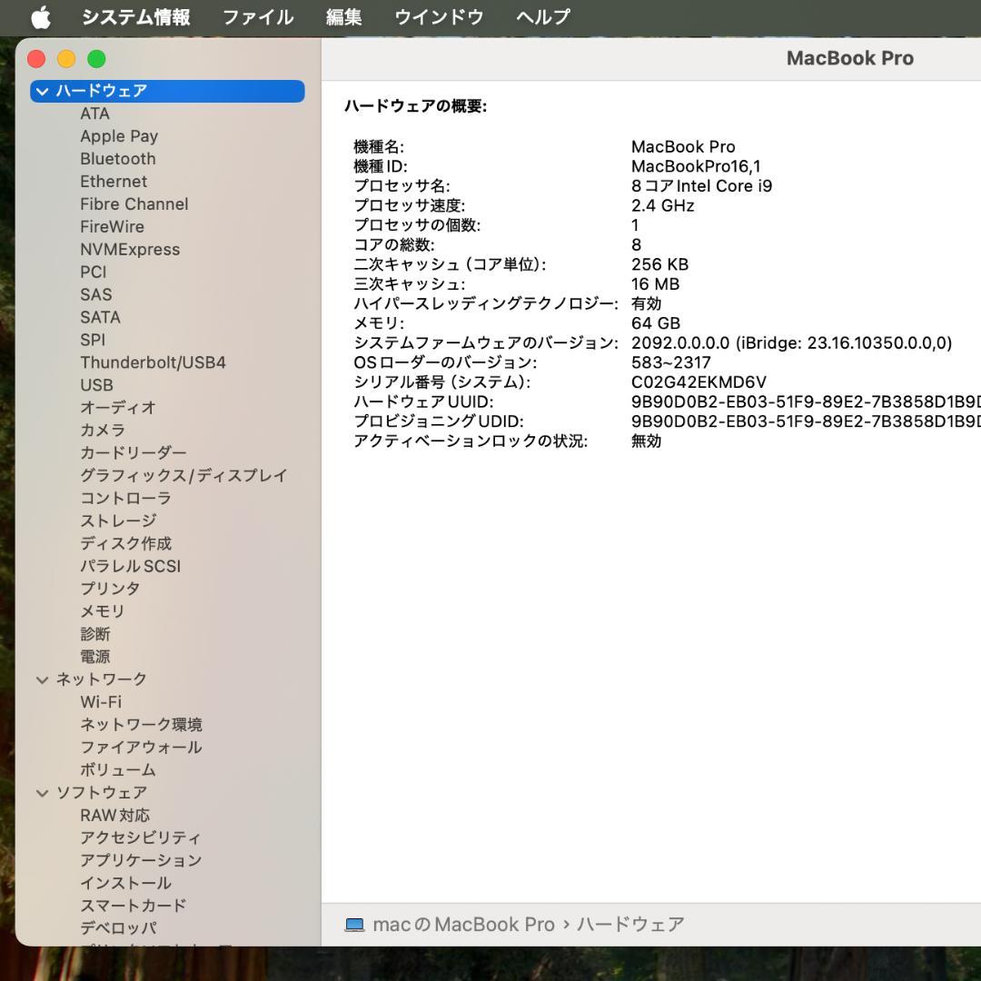 超美品 64GBメモリ/Core i9搭載 16インチ MacBook Pro☆
