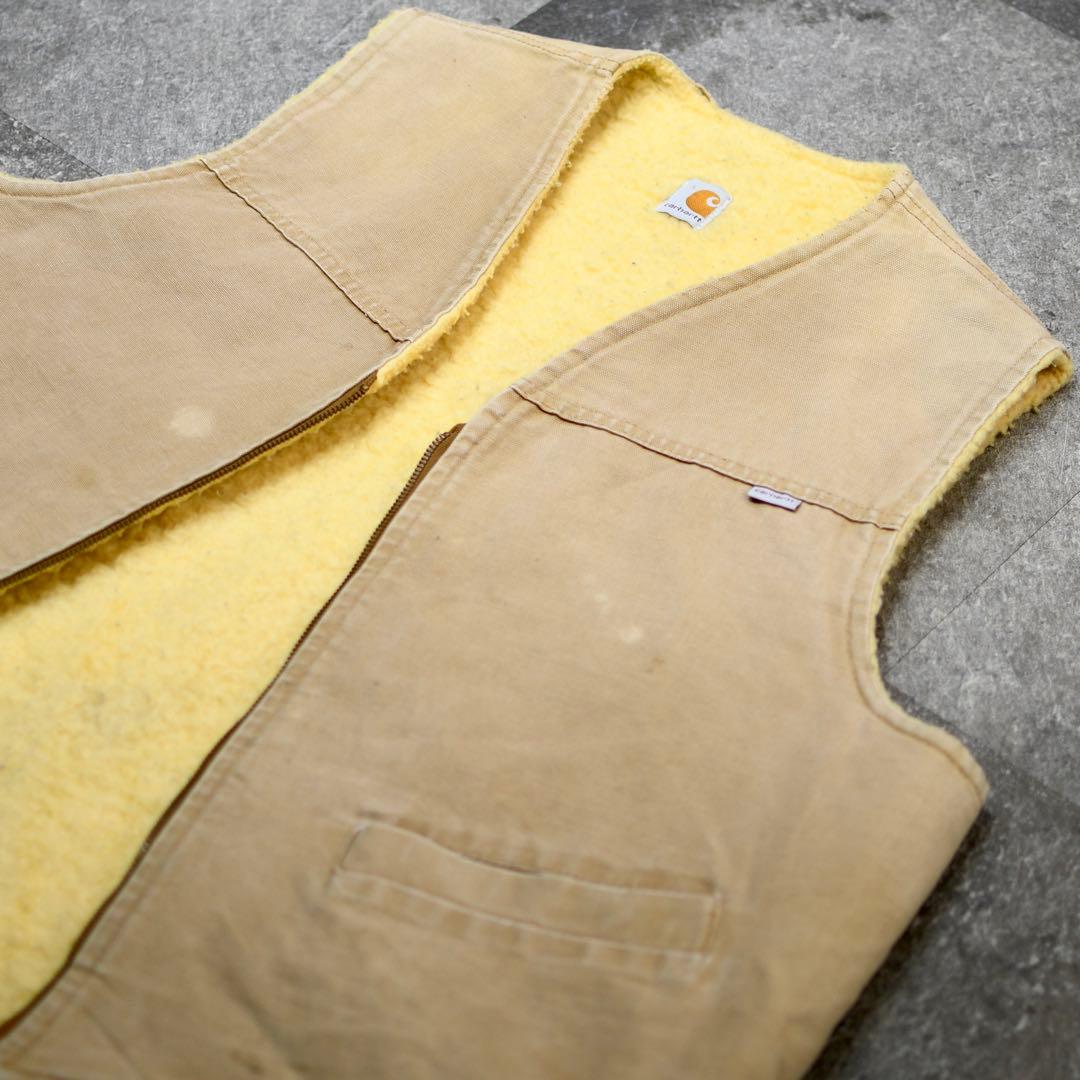 古着 オーバーサイズ Carhartt ダック生地 ベスト ボアベスト
