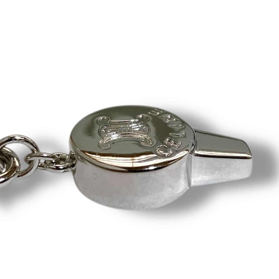 セリーヌ 良品 トリオンフ ホイッスル チャーム キーホルダー シルバー 袋付き