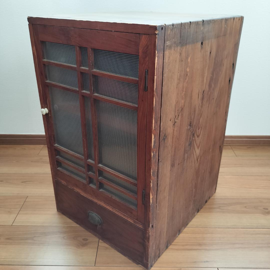 ［さらさらこ］昭和レトロ　ガラスキャビネット（木製収納棚）　水屋　古家具