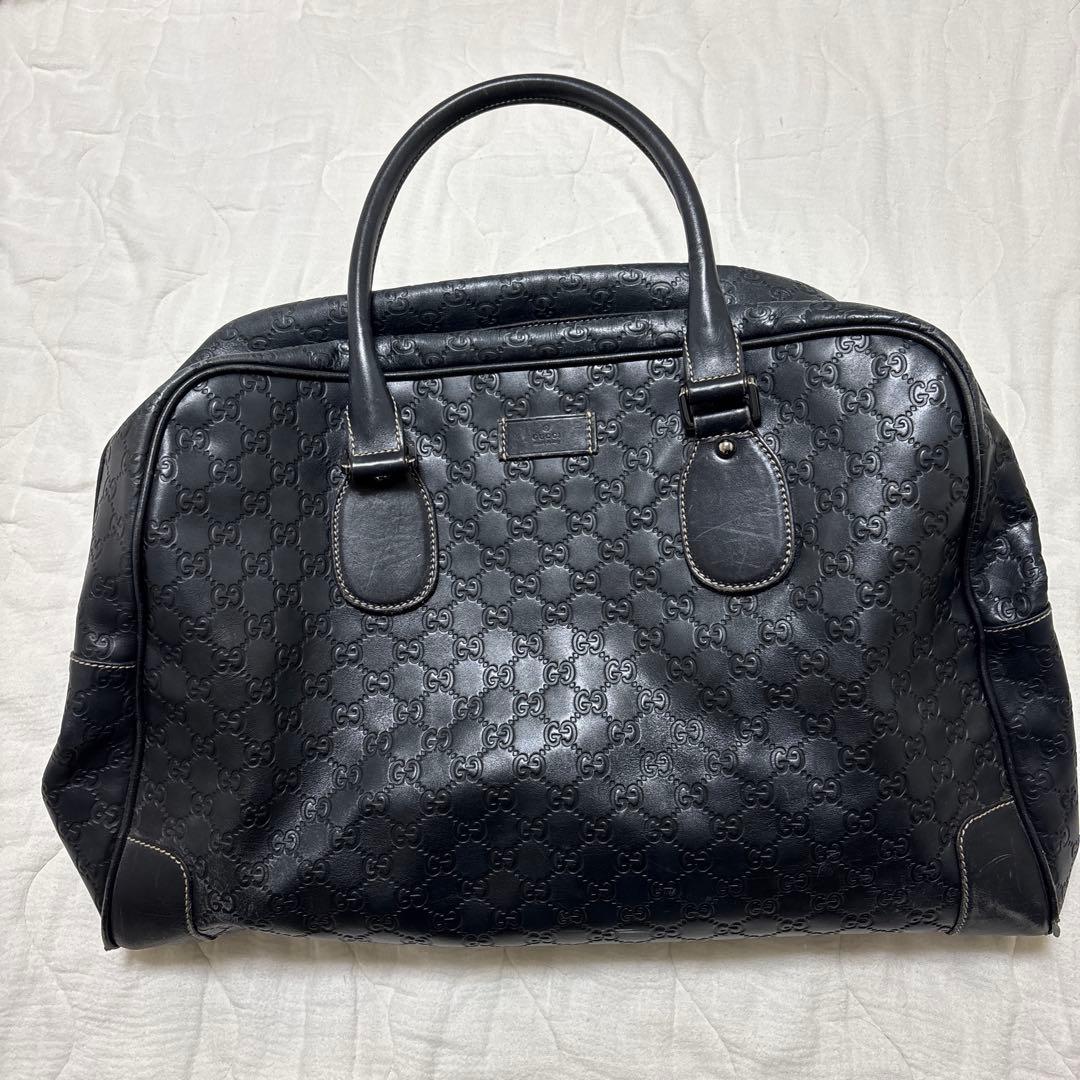 GUCCI ブラック レザーボストンバッグ