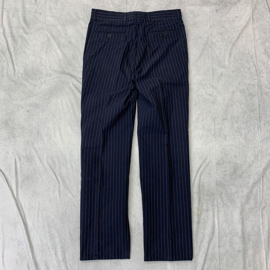 HERMES コットン ストライプ スーツ セットアップ ネイビー