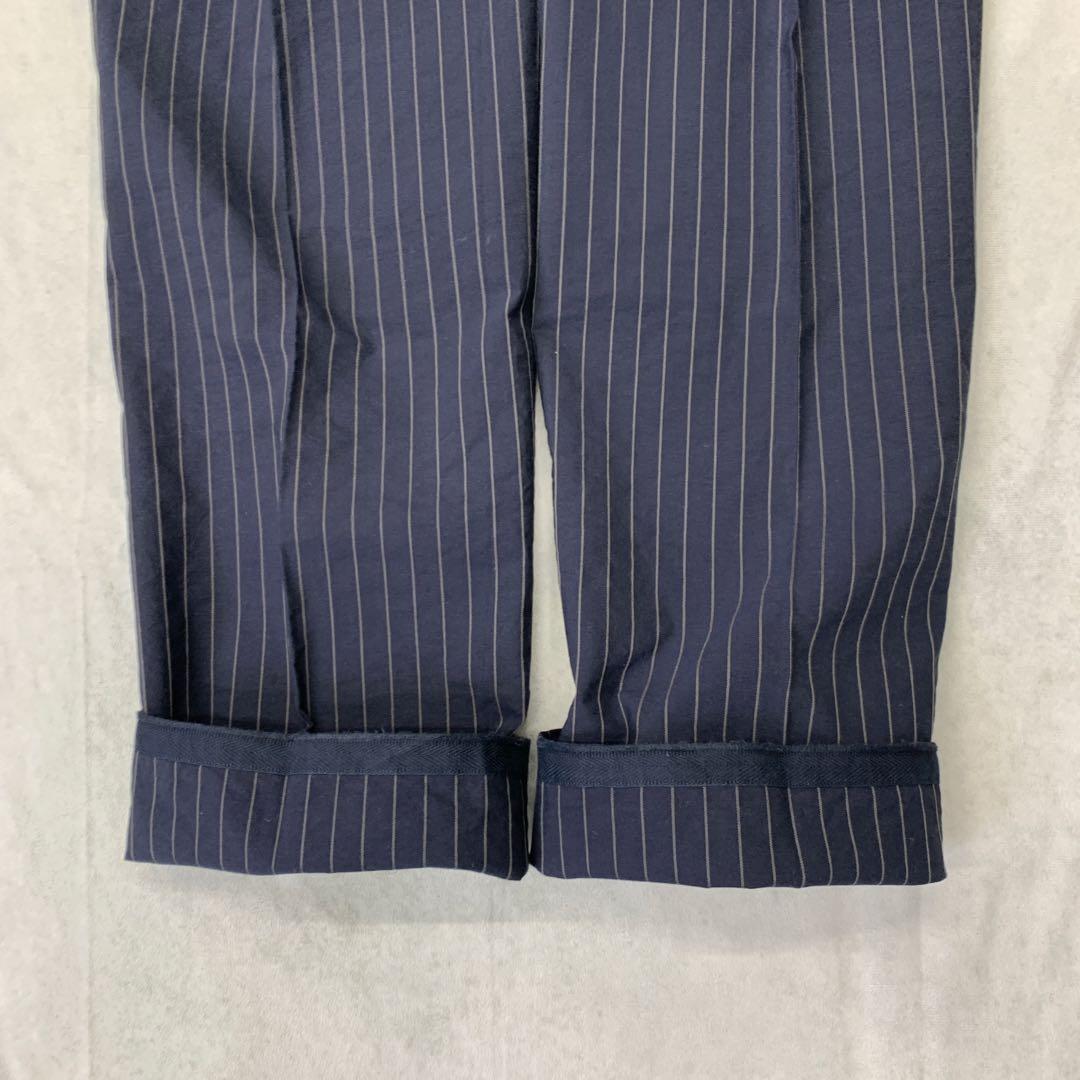 HERMES コットン ストライプ スーツ セットアップ ネイビー
