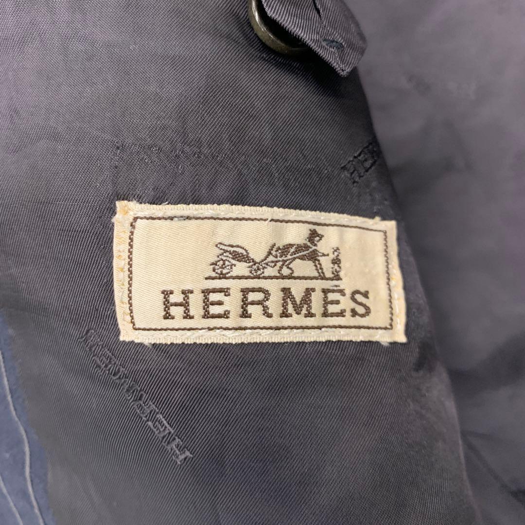 HERMES コットン ストライプ スーツ セットアップ ネイビー