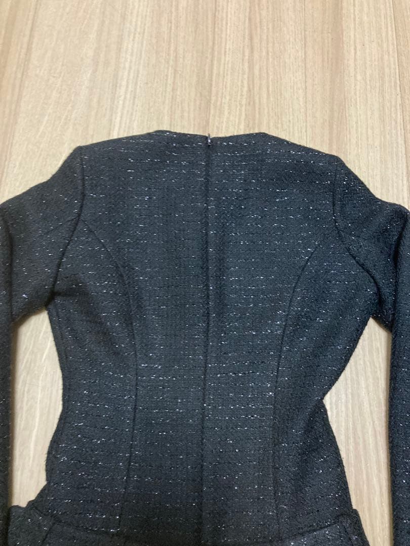 Darich ボックスプリーツツイードミニワンピース ブラック FL