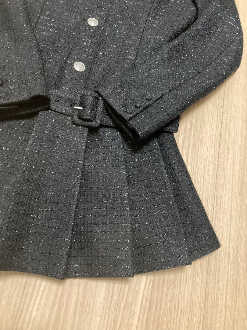 Darich ボックスプリーツツイードミニワンピース ブラック FL