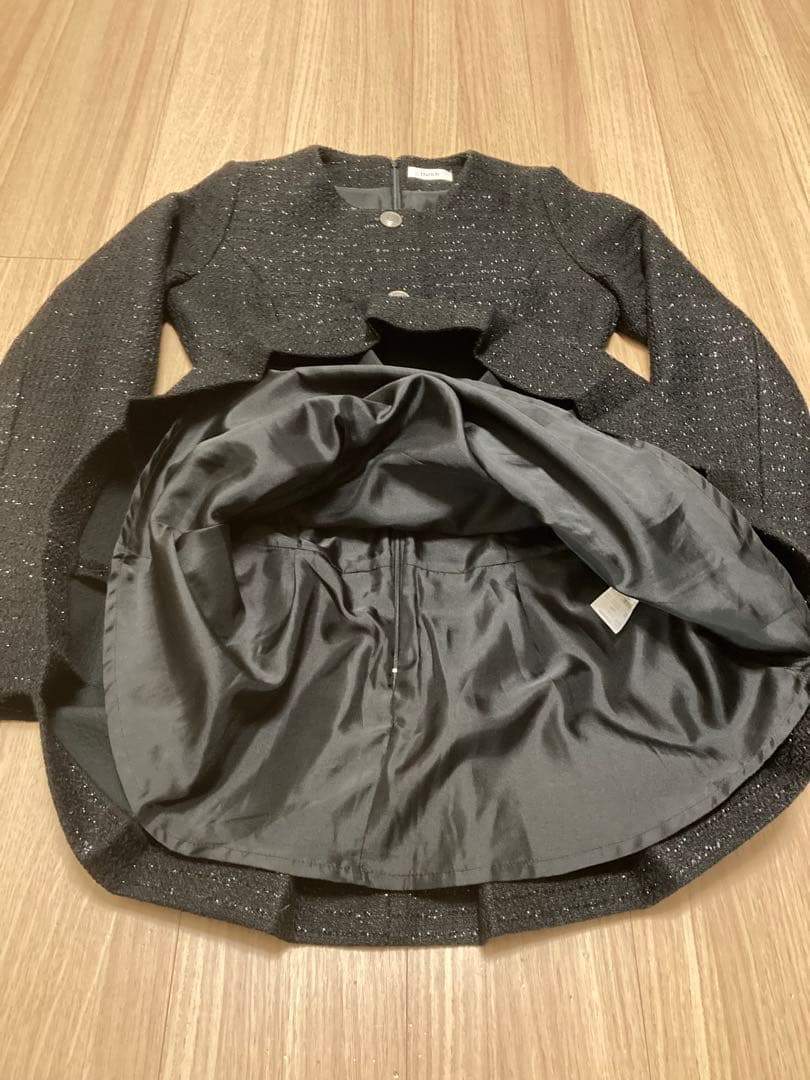 Darich ボックスプリーツツイードミニワンピース ブラック FL