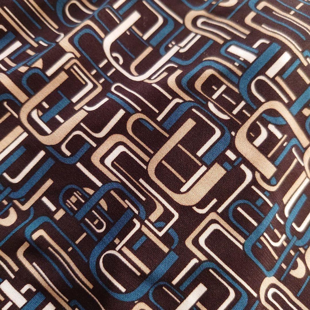 みるレリアン カシュクールワンピース ロング 七分袖 総柄 茶 11 L