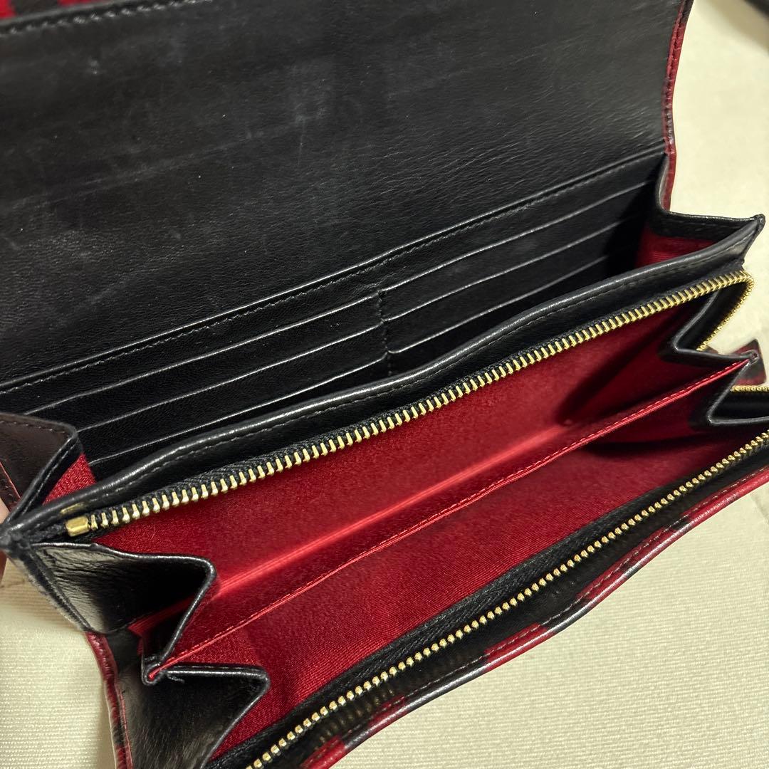 DOLCE&GABBANA レオパード リボンチャーム付きハートプレート 長財布